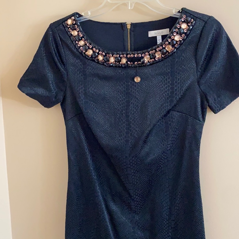Black brocade patterned dress